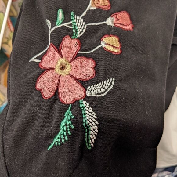 VINTAGE Venus Embroidered flared black pants cotton size 2 A3 - Picture 12 of 12